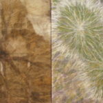 tweeluik: Rabarberblad ecoprint en scheerwol, 55 x 90 cm